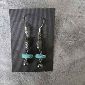 Chic Turquoise and Silver Drop Earrings